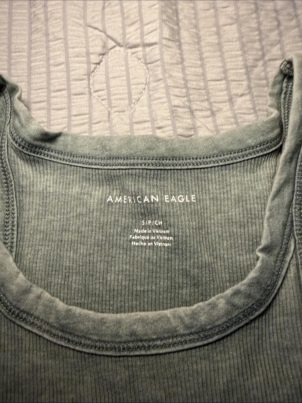 American Eagle Ribbed Tank in Sage - Picture 2 of 2